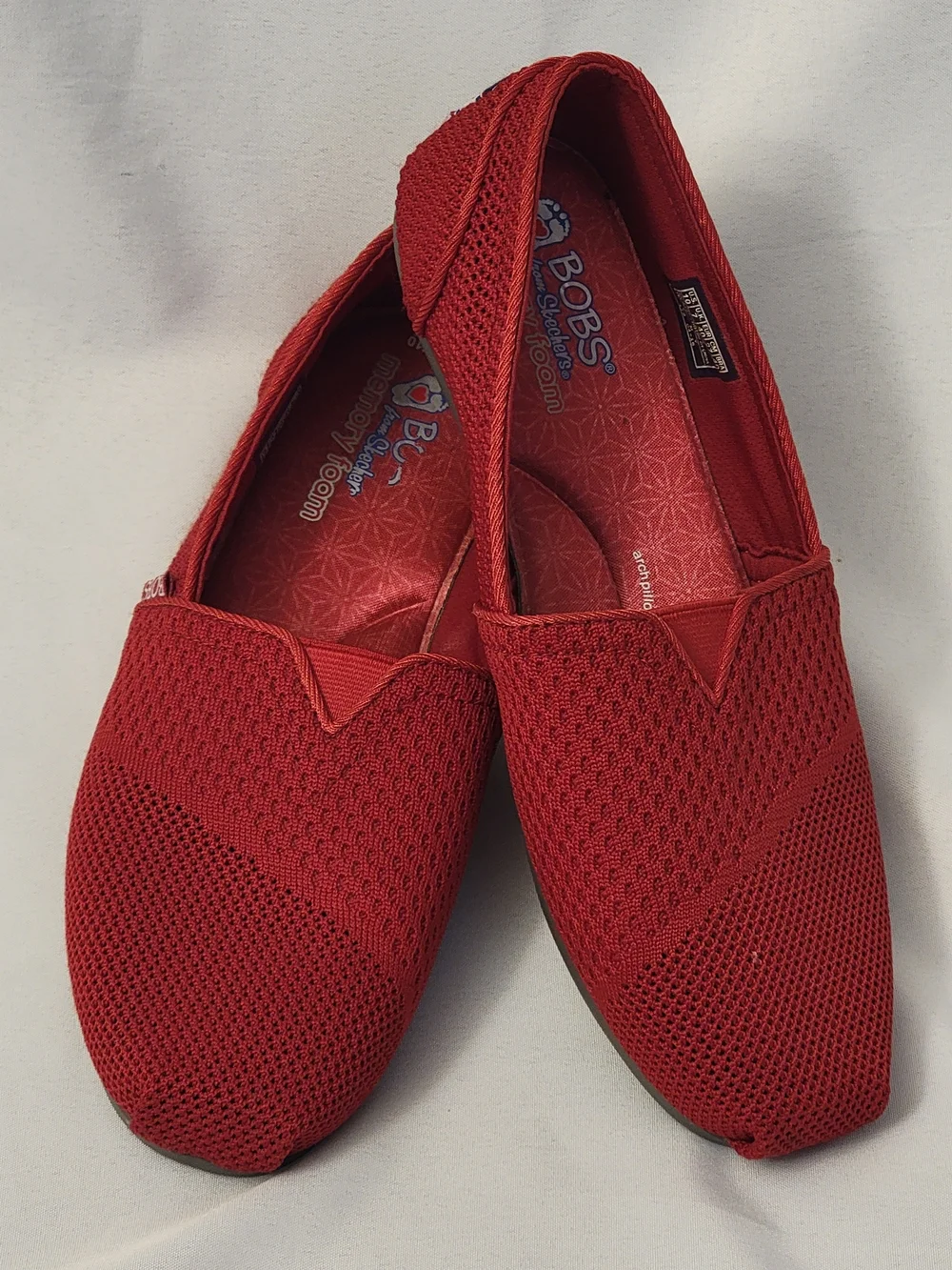 Skechers BOBS Red Knit Slip-On Flats Size 10